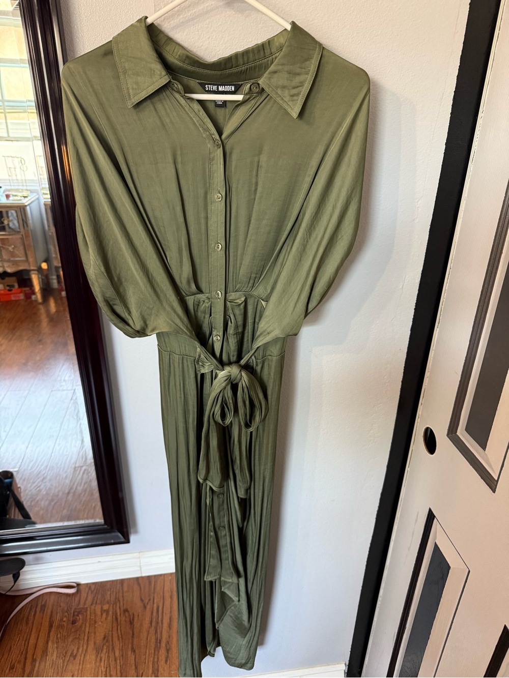 Steve Madden Olive Tie-Waist Button Dress